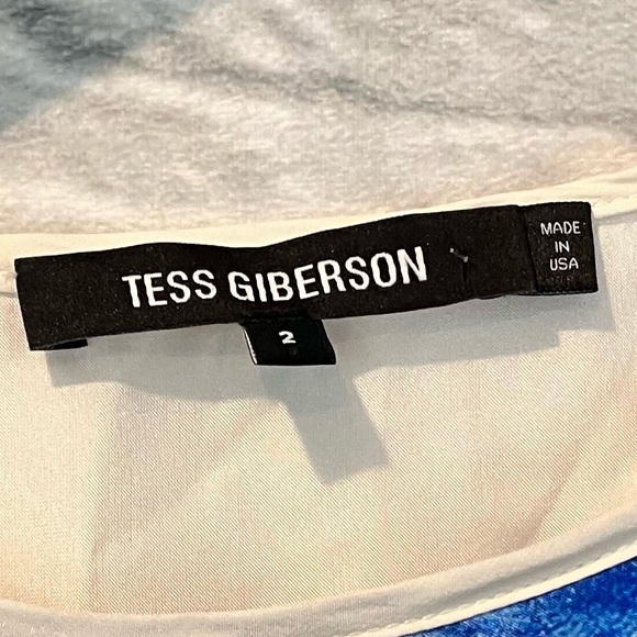 Tess Giberson Women’s 2 Printed Silk Cap Sleeve Shift Boxy Mini Dress - Picture 5 of 11